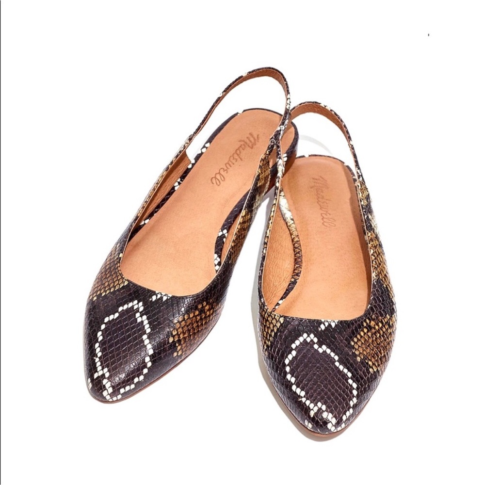 Madewell The Margot Slingback Flat snakeskin embossed leather Size 6